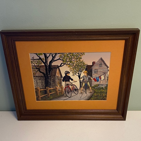 H. Hargrove Serigraph “Puppy Love” Framed Art